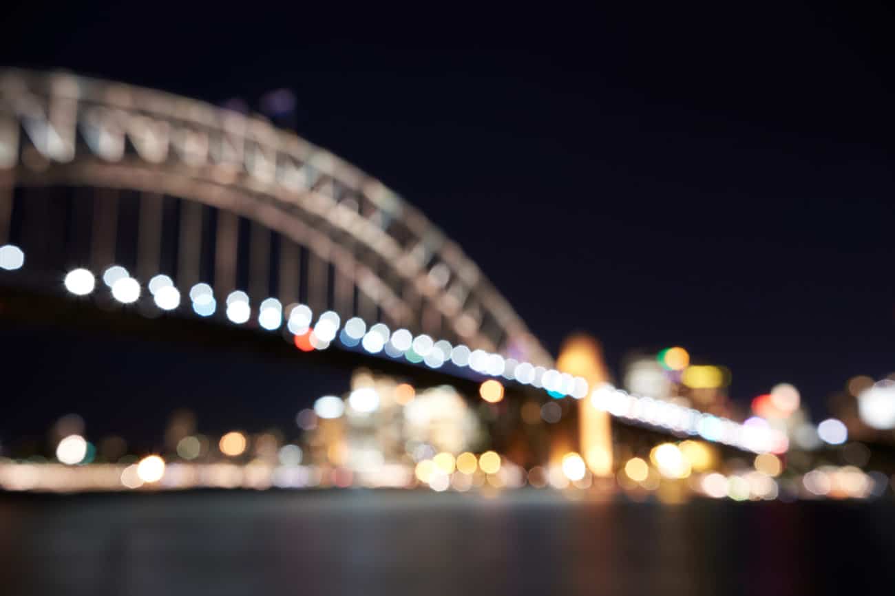 blurred image of Sydney Harbour Bridge