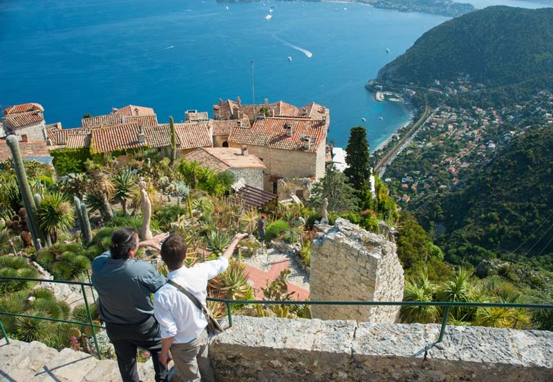Scenic view of the Mediterranean coastline from the town of Eze on the French riviera