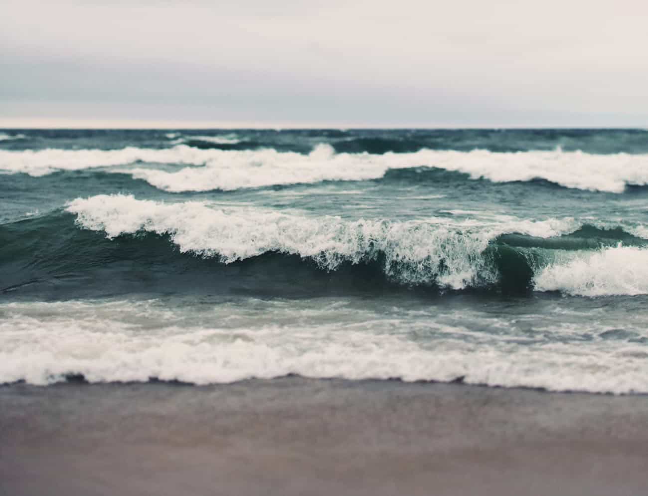 Rough Sea Waves On A Cloudy Morning