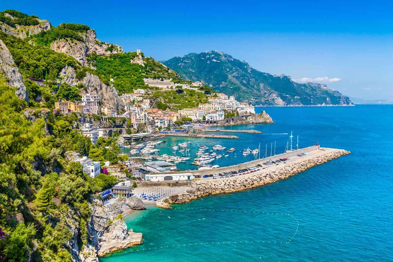 Scenic view of Amalfi Coast in Italy
